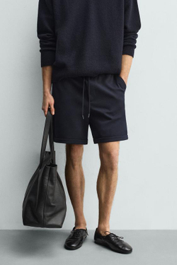 ZARA ШОРТЫ REGULAR FIT COMFORT, МОРСКОЙ СИНИЙ МЕЛАНЖ