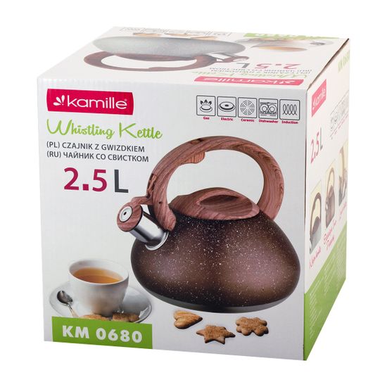 Чайник 2,5 л. из нержавеющей стали со свистком Kamille KM 0680