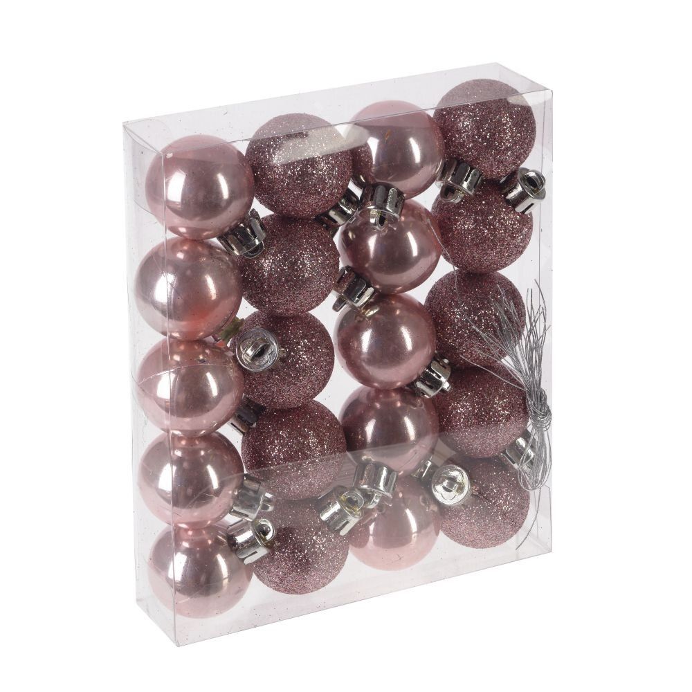 GAEM Набор из 20шт, Украшение новогоднее Шар "Снежок розовый", D3 см, L14,5 W12 H3 см