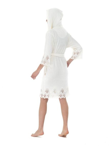 Женский облегченный халат с капюшоном 173785 кремовый  NUSA Турция