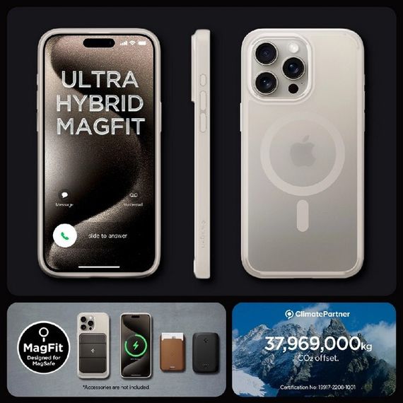 Чехол Spigen Ultra Hybrid MagFit для iPhone 15 Pro Max (ACS07210) cерый