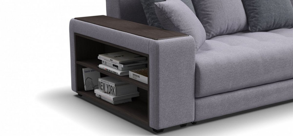 Угловой диван Дубай Рогожка Мальмо платина, Рогожка Венто серый