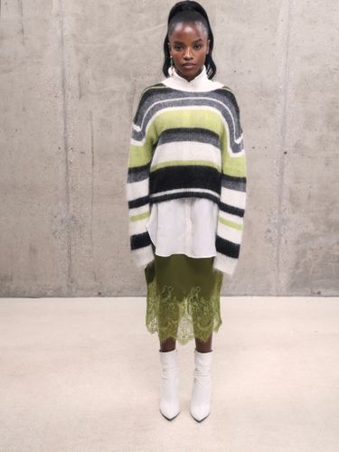 Зеленая сатиновая юбка Coline с кружевом