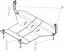 Защита картера Двигателя, КПП. 2 мм, Сталь. для Ford Galaxy 2000-2006, Ford Galaxy 1995-2000 MOTODOR.00711