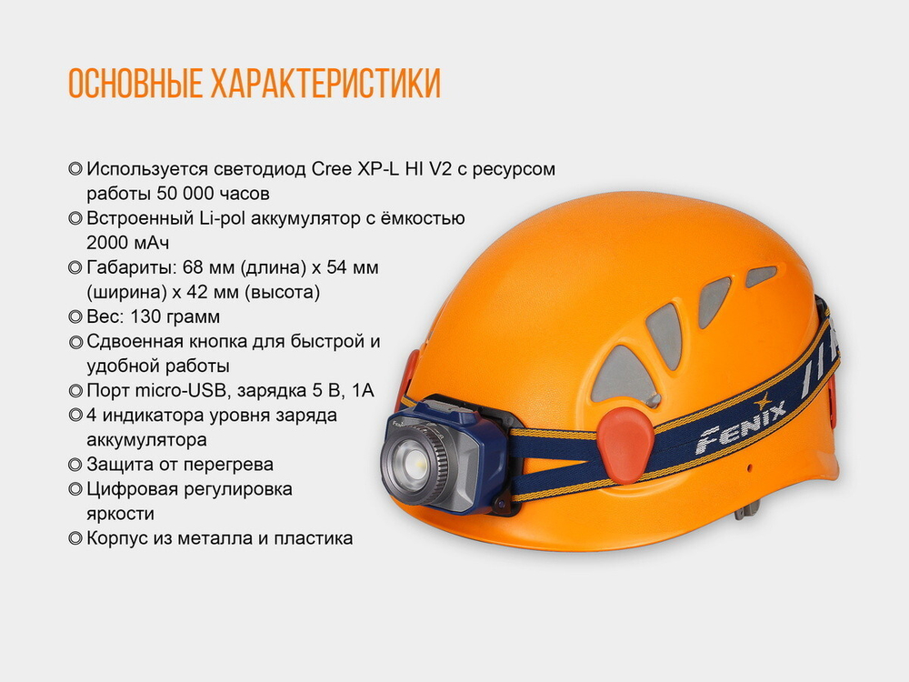 Налобный фонарь Fenix HL40R Cree XP-LHIV2 LED серый