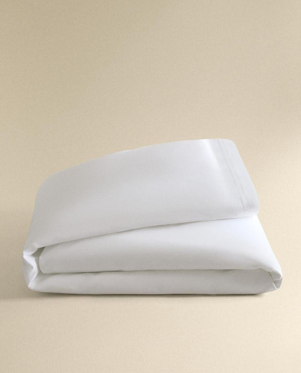ZARA HOME ПОДОДЕЯЛЬНИК ИЗ САТИНА С КАЙМОЙ (1000 НИТЕЙ), БЕЛЫЙ