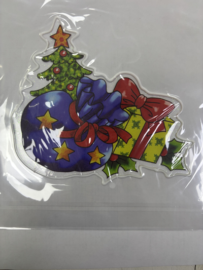 Силиконовая витражная наклейка Новый год микс