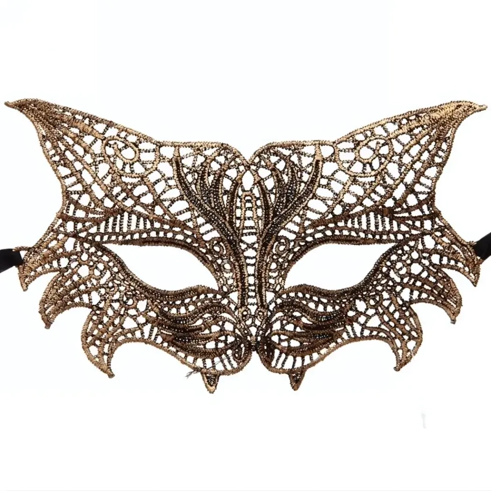 Маска кружево»Тигрица», бронзовый