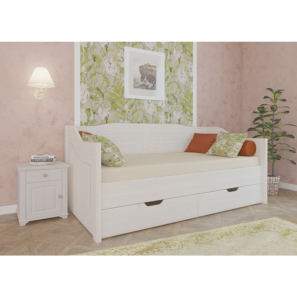 Кровать-диван «Бейли» с выдвижными ящиками 90х200 белый воск