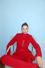 Жакет с китайскими пуговицами, Красный