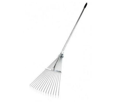 Грабли веерные раздвижные пластинчатые (15 зуб.) металл.основание, с черенком