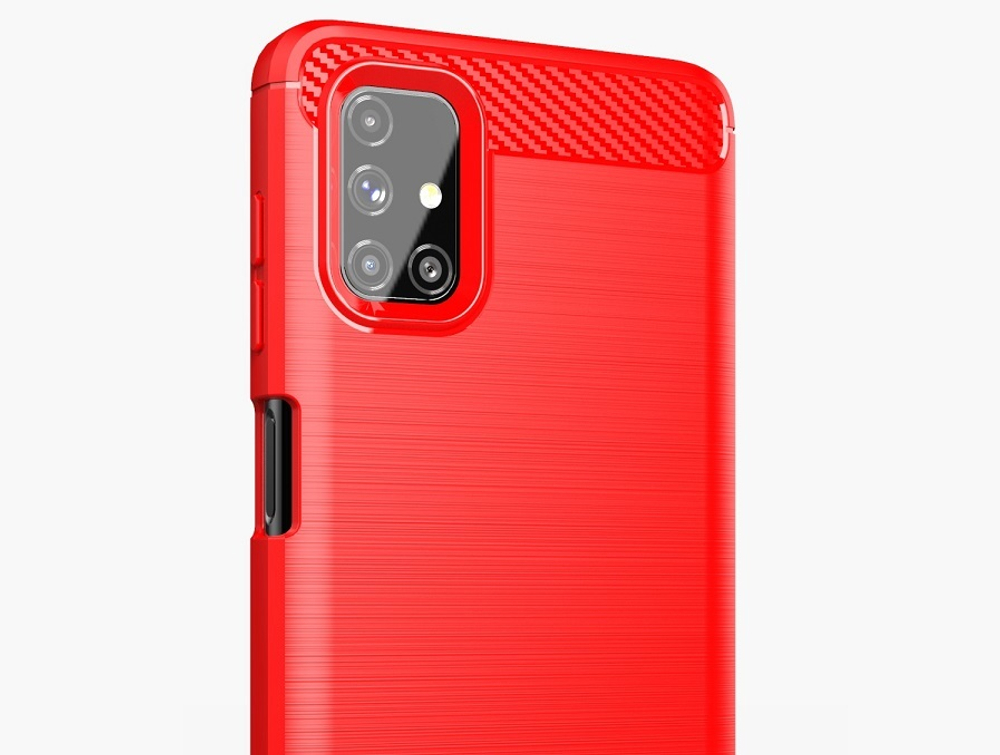 Красный чехол в стиле карбон на Samsung Galaxy M51, серия Carbon от Caseport