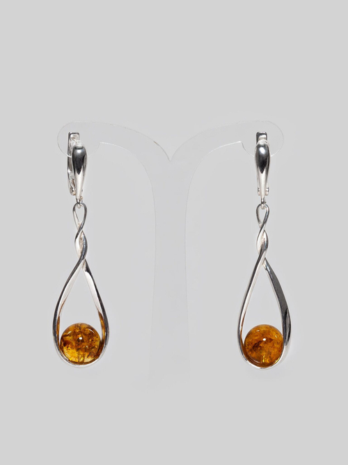 Серьги с цельным янтарем
