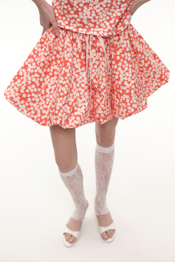 Юбка с цветочным принтом (Flower Power), красная