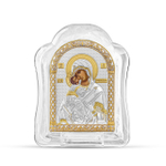 Владимирская, икона арочная, белое муранское стекло 86х112