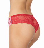 Трусики-танга Tanga Beso с принтом в виде губ (Размер: M) (Цвет: розовый с красным)