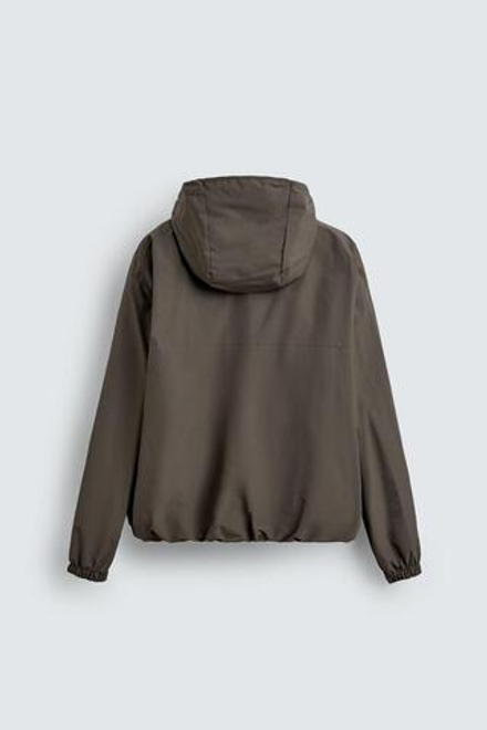ZARA КУРТКА ИЗ ТЕХНИЧЕСКОЙ ТКАНИ С ФЛИСОМ, СЕРО-КОРИЧНЕВЫЙ