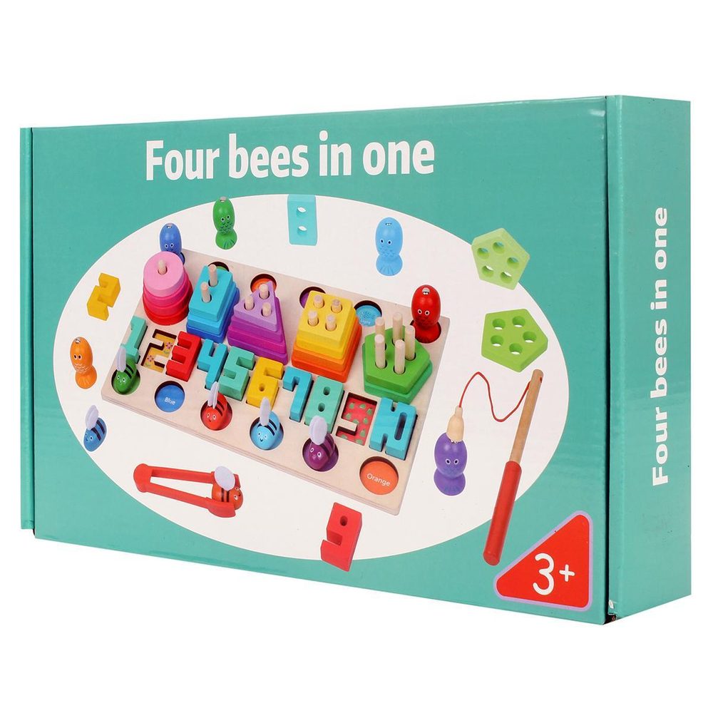 Развивающая игрушка 4 в 1 деревянная (рыбалка + 3 сортера), коробка C-41644