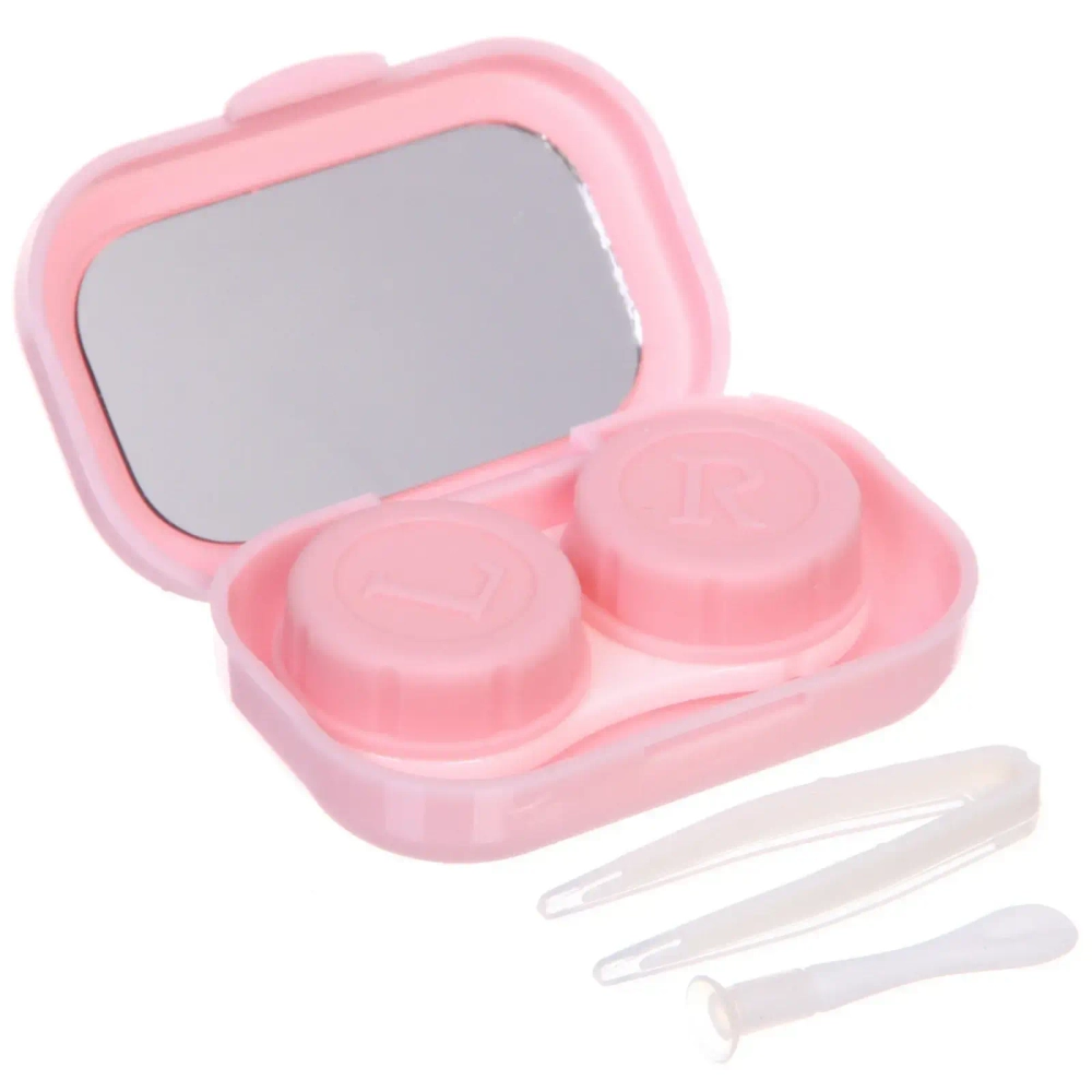 Набор для хранения контактных линз «МАРЦИПАН», мишка, с зеркалом, цвет как на фото, 6.5*5.5*2,5см, (пакет с подвесом)