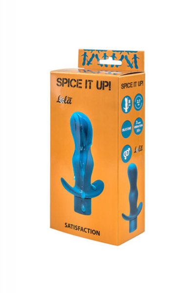 Анальная пробка с вибрацией Spice it up Satisfaction Aquamarine (7 режимов) (Цвет: аквамарин)