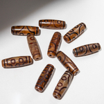 Бусина Дзи "Семь глаз" из агата, 30*10мм, коричневый