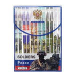 Ручка гелевая, пиши-стирай, Basir, синие чернила, серия "Soldiers peace", цветной корпус, 12 шт