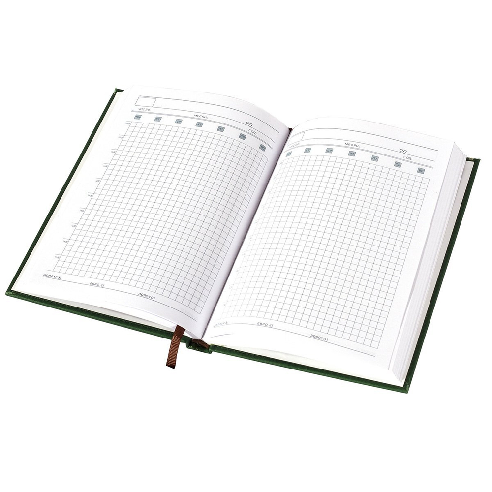 Ежедневник недатированный, А5, Yalong, 7БЦ, иск. кожа, ляссе, темно-зеленый, клетка, 120 л., "Классика"