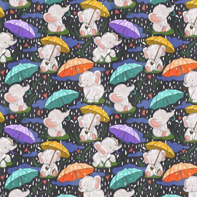 Cute Elephants Enjoying Rain
