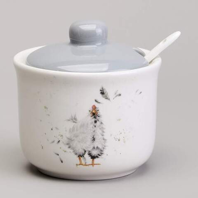 Сахарница 300мл с ложкой "Funny hens"