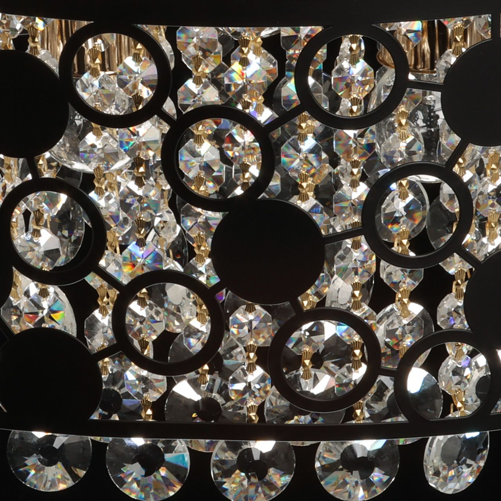 Люстра потолочная De City "Бриз" E27, 7 ламп, до 21 м², черный/золотой