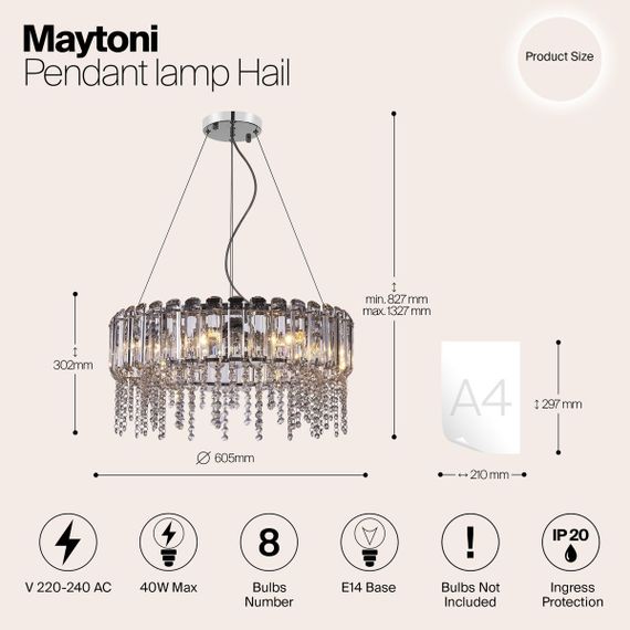 Подвесная люстра Maytoni Hail MOD097PL-08CH