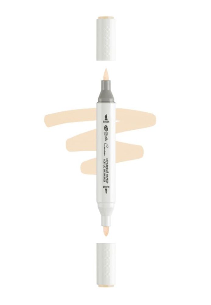 Маркер акриловый 2-х сторонний СОНЕТ кисть/пулевид. телесный светлый