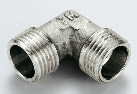 Угольник латунный Tiemme 1/2"x1/2" НР/НР с наружной резьбой никелированный фитинг 1500264