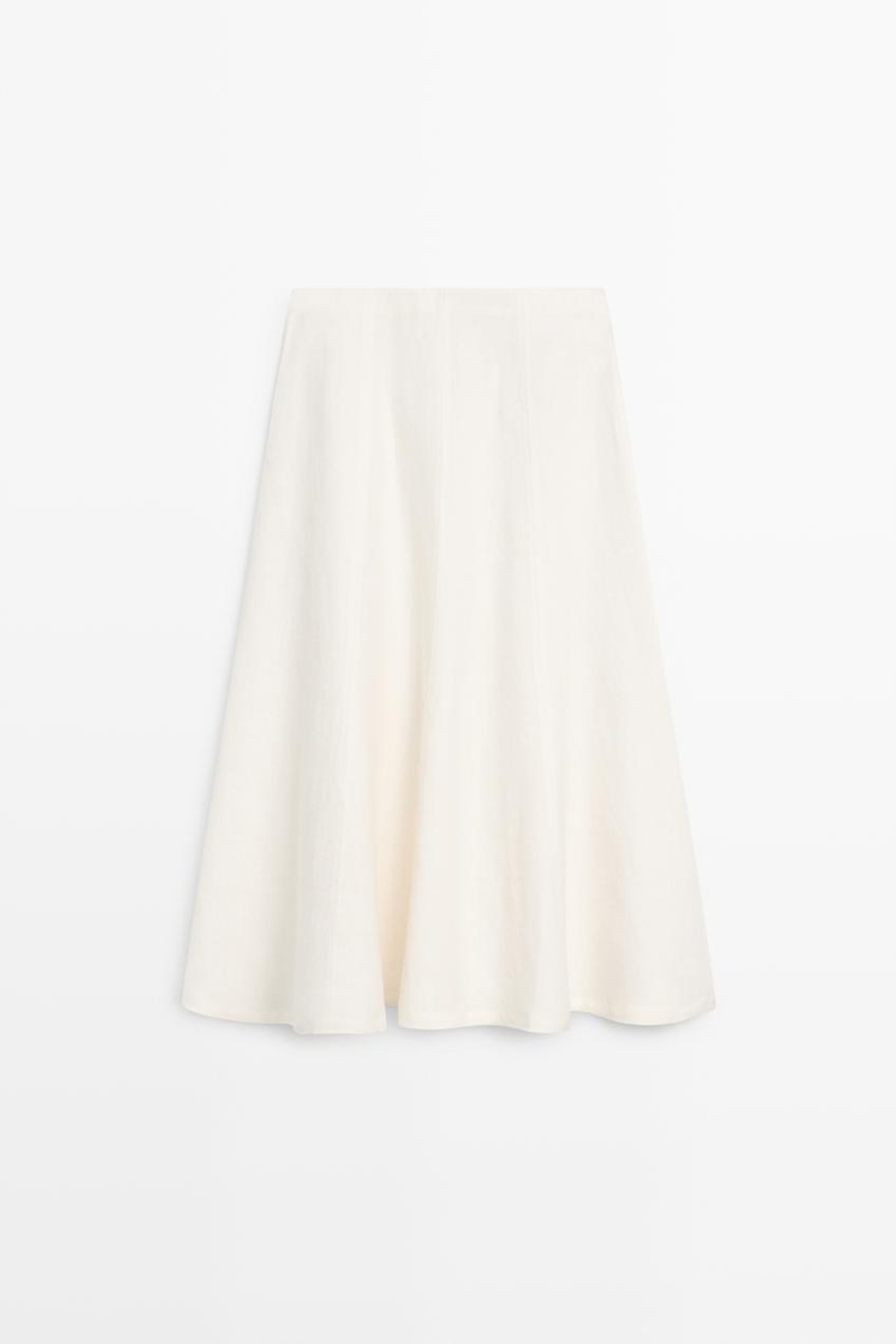 Massimo Dutti Струящаяся юбка миди из 100% льна, белый