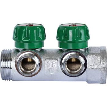 Коллектор регулирующий хром (дизайн FAR)  1", 2 отвода 1/2"