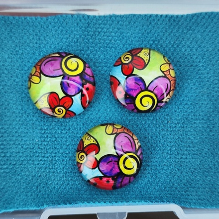 Принт, 16мм, круглый, стеклянный кабошон