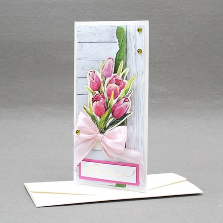 Конверт для денег 3D, С 8 Марта! (букет тюльпанов)
