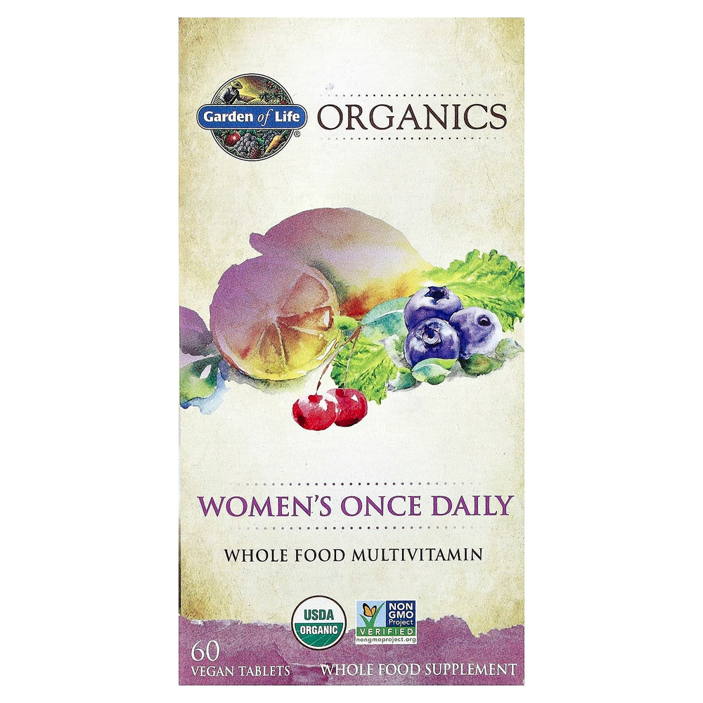 Garden of Life, Organics, для женщин, один раз в день, 60 веганских таблеток