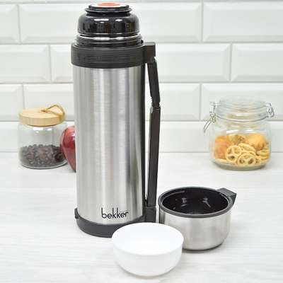 Термос 1,8л нерж, кнопка-клапан, крышка-чашка, ручка на корпусе