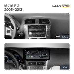 Магнитола для Lexus IS250 XE20 2005-2013 (ШГУ монохром) - Teyes LUX ONE 360 монитор 12.3" 2K QLED на Android 10, 6/128Гб, CarPlay, 4G SIM-слот, 4 камеры в комплекте