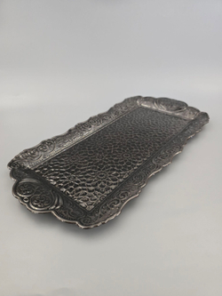 Поднос прямоугольный декоративный 35*18 "Цветок" металлический /ACAR. Турция (серебристый)