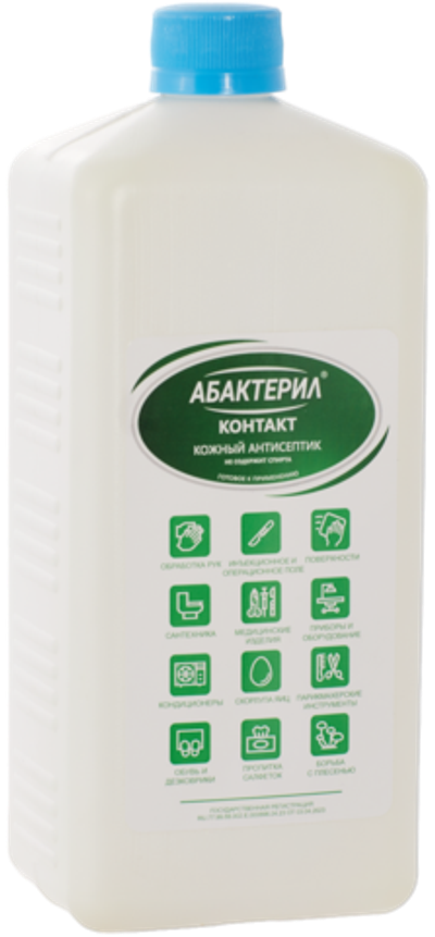 Кожный бесспиртовой антисептик Абактерил - Контакт, 1 литр, насос - дозатор, АБ - КТ - 254