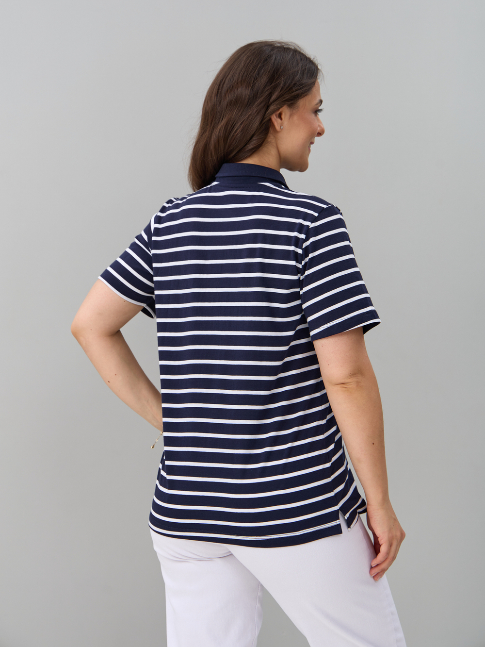 Блузка БЛк-143/синебелая-полоса-н