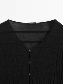 Massimo Dutti Кардиган со сборкой, черный