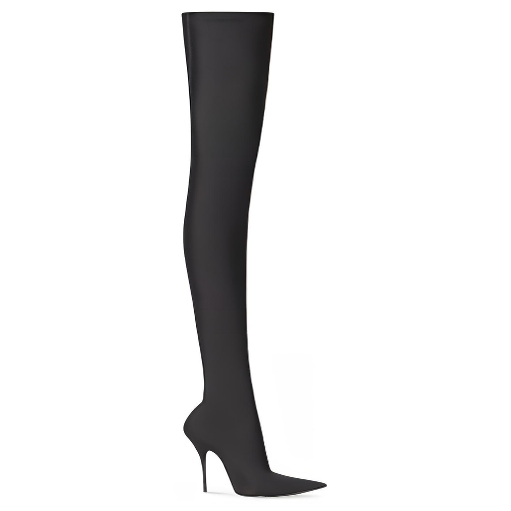 Balenciaga Knife 110mm Over The Knee Boots "Black Matte Spandex" Women"s
