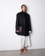 Пальто с асимметричным низом из шерсти Гуччи черный