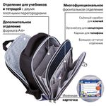 Ранец BRAUBERG QUADRO, 3 отделения, с брелоком, "Sport car", LED-ЛАМПОЧКИ, 37х28х18 см, 271359