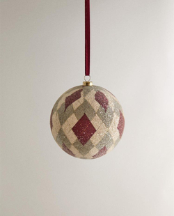 ZARA HOME ЁЛОЧНОЕ УКРАШЕНИЕ "ШАР С УЗОРАМИ, РАЗНОЦВЕТНЫЙ