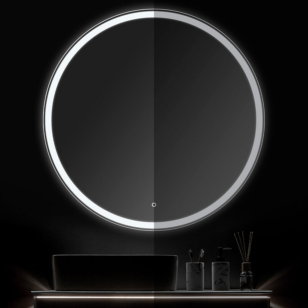 Зеркало с подсветкой в ванную Sol, 77 см (сенсорный выключатель, холодный свет)