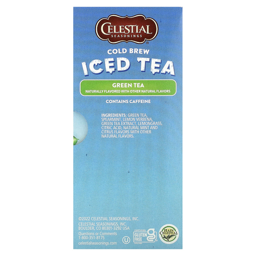 Celestial Seasonings, холодный чай со льдом, зеленый чай, 18 чайных пакетиков, 35 г (1,26 унции)
